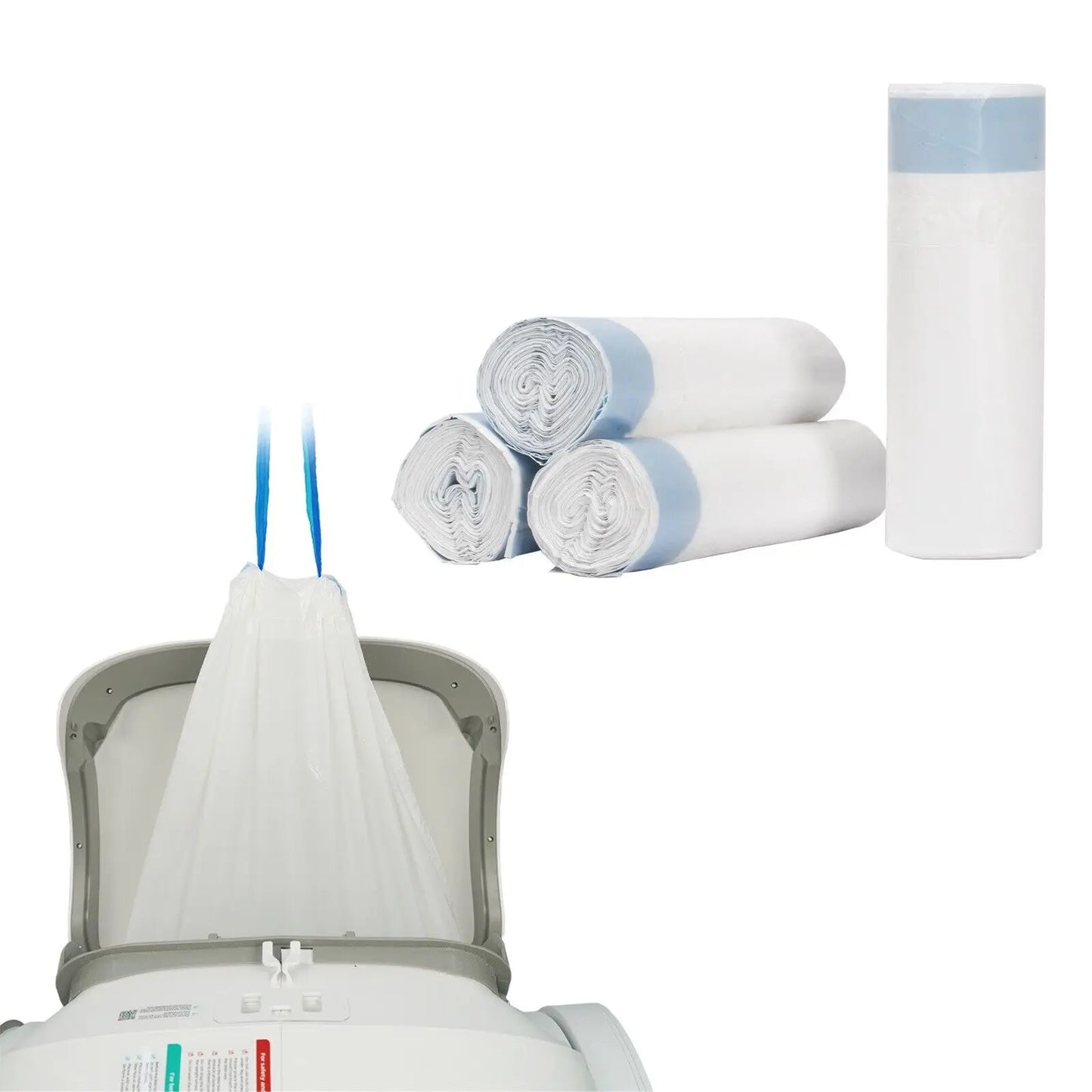 Self‑Cleaning Cat Litter Box Liners – Drawstring Poop Bags, 17×19" (45×50 cm), 4 Rolls, 60‑Count