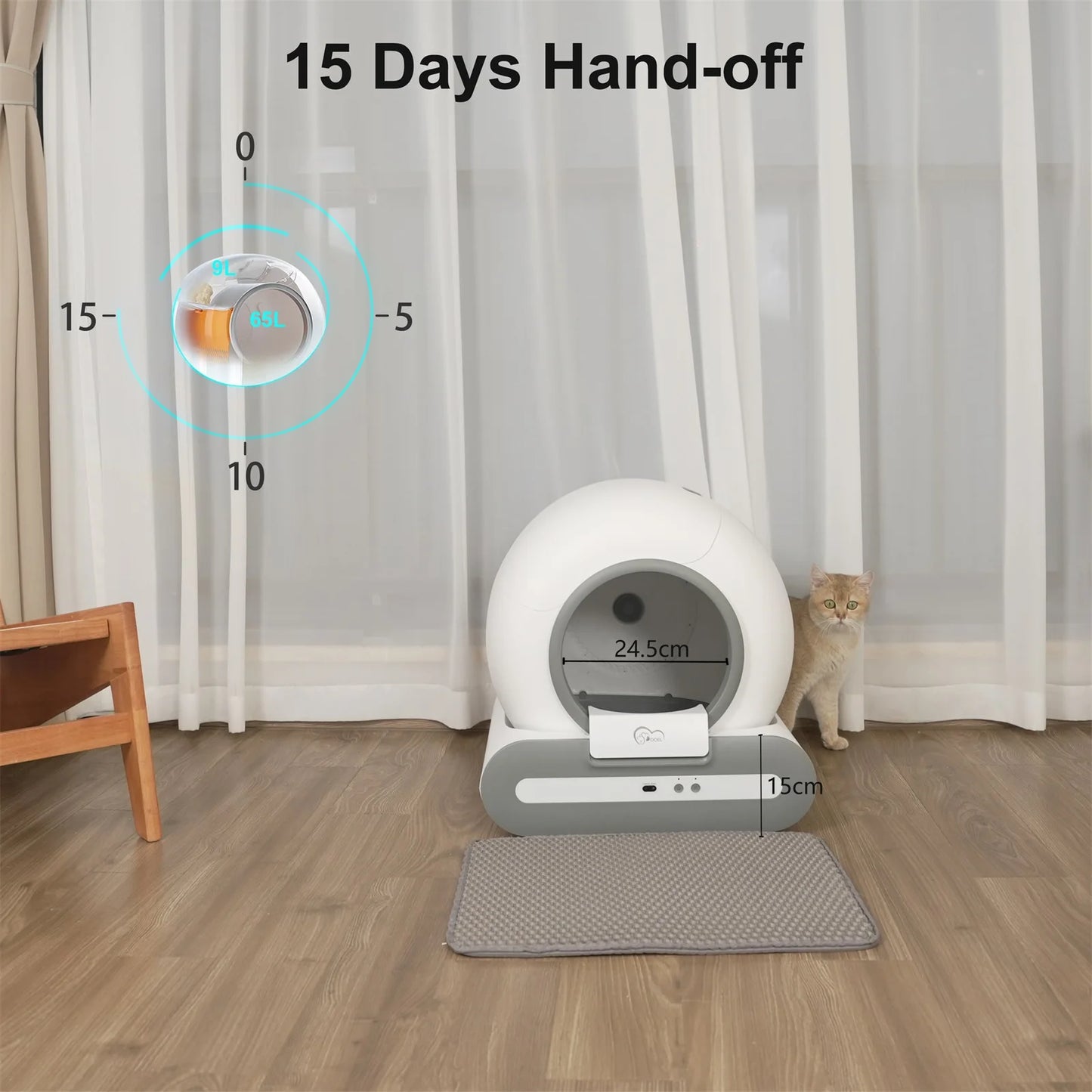 Smart Automatic Cat Litter Box Self Cleaning & Cat Litter Mat