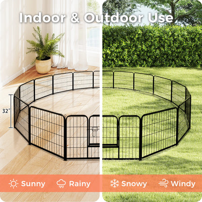 Foldable Metal Dog Playpen with Door – Heavy‑Duty Indoor/Outdoor Pet Fence for Yard, RV Camping & DIY Enclosures
