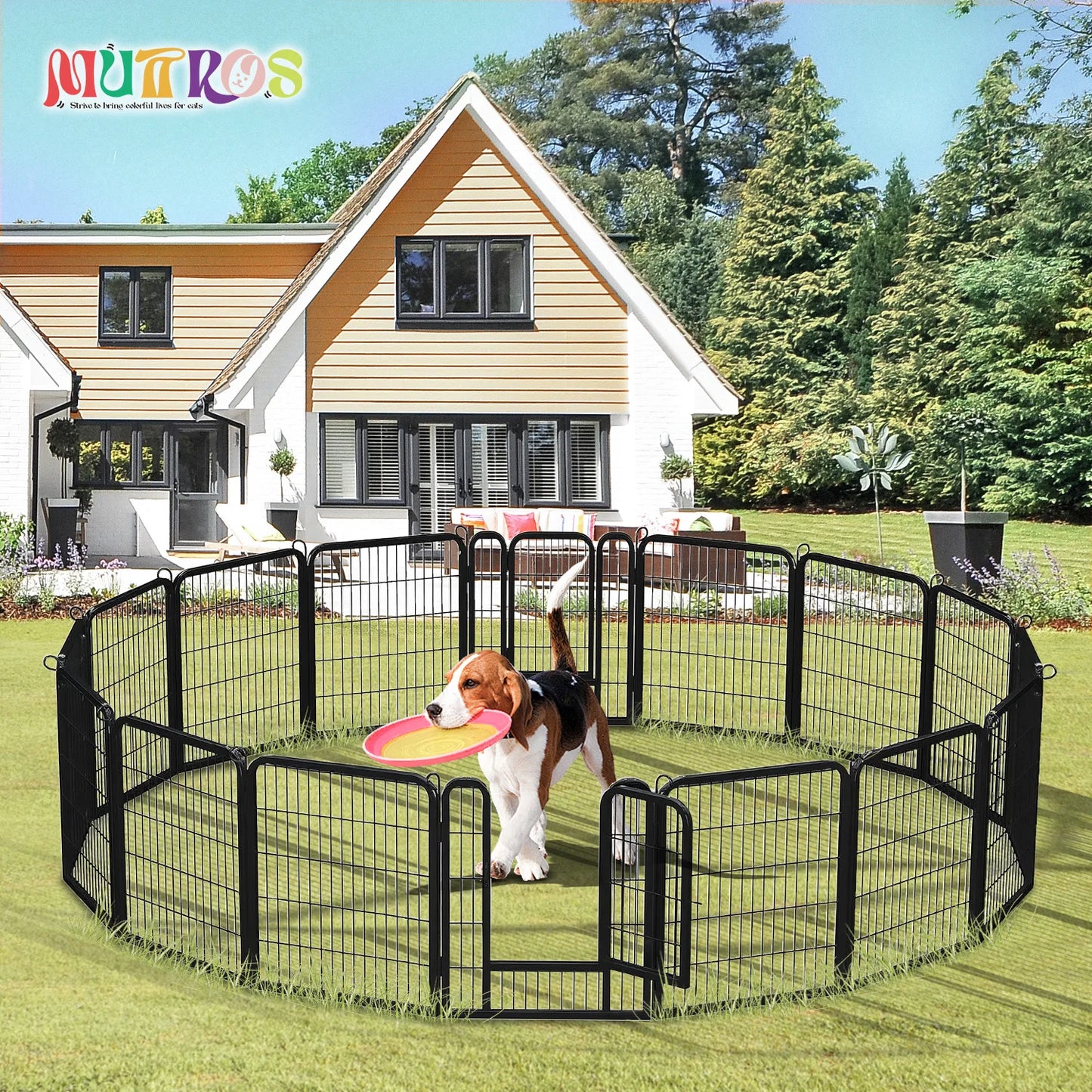 Foldable Metal Dog Playpen with Door – Heavy‑Duty Indoor/Outdoor Pet Fence for Yard, RV Camping & DIY Enclosures
