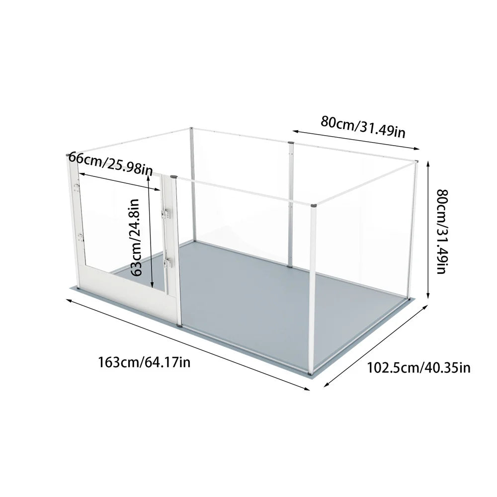 Large Clear Acrylic Dog Playpen – Indoor Puppy Enclosure with Waterproof Whelping Pad