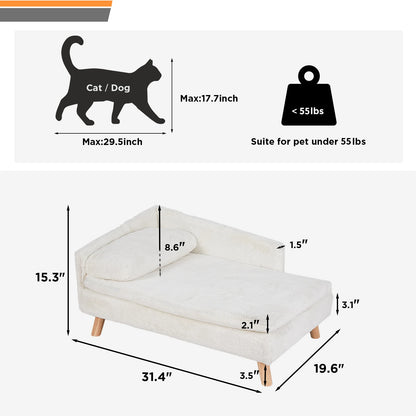 Elevated Nordic Pet Bed – Raised Stool‑Style Bed with Cozy Waterproof Pad & Wooden Legs for Small Dogs and Kittens