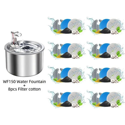 2L Stainless Steel Pet Water Fountain – Automatic Dispenser with Visible Water Level