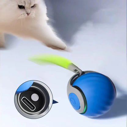 Automatic Moving Cat Toy Ball – USB‑Rechargeable Smart Interactive Ball with Speedy Tail for Active Indoor Cats