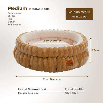 Cozy Washable Round Dog & Cat Bed with Non-Slip Base