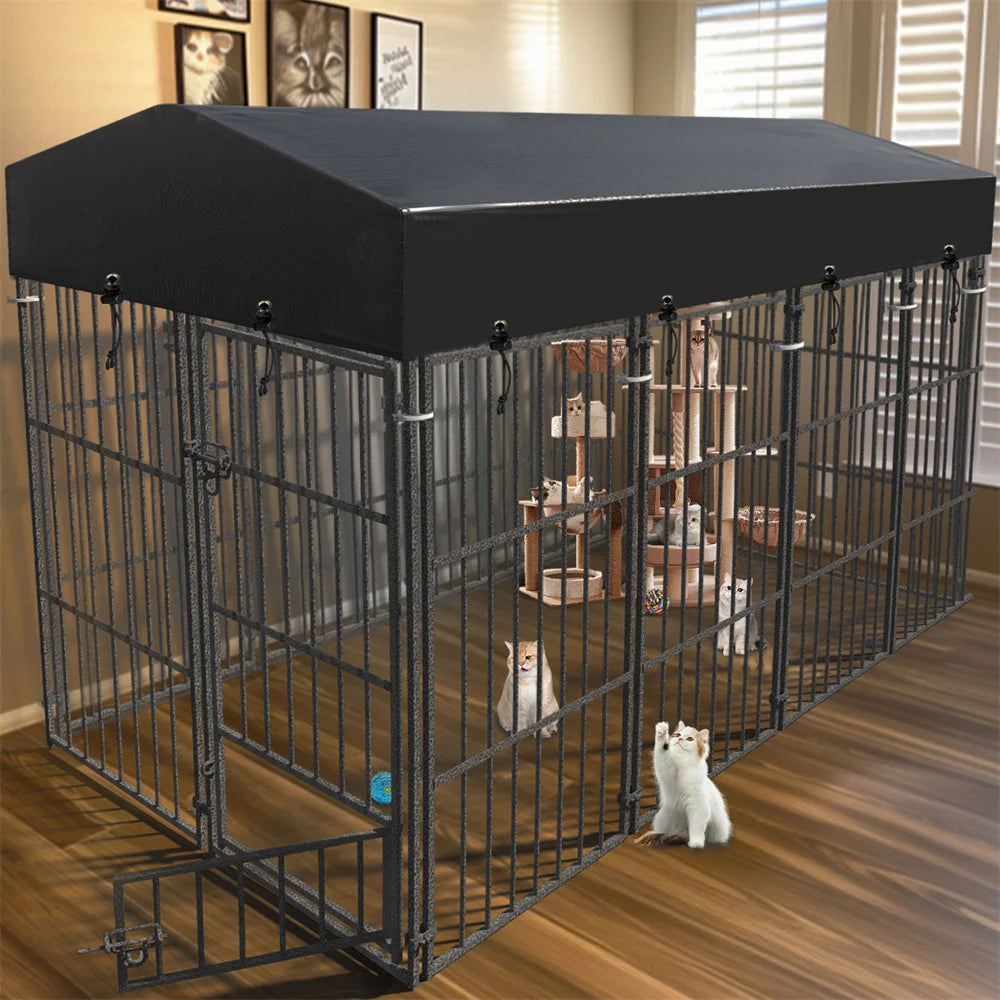 Heavy‑Duty Large Dog Kennel – Welded Metal Playpen with Roof Cover, Outdoor/Indoor Pet Run Enclosure & Secure Animal Cage