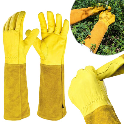 Thorn-Proof Leather Garden Gloves with Forearm Protection