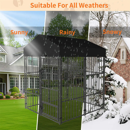 Heavy‑Duty Large Dog Kennel – Welded Metal Playpen with Roof Cover, Outdoor/Indoor Pet Run Enclosure & Secure Animal Cage