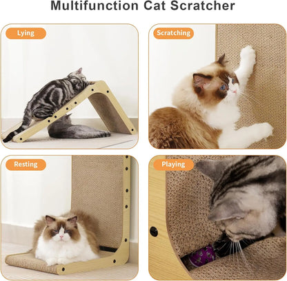 L‑Shaped Cat Scratcher – 23.6" Cardboard Scratch Pad for Indoor Cats, Furniture‑Protecting Design