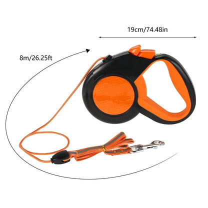 8M Retractable Dog Leash – Heavy‑Duty Reflective Tape Lead with Nonslip Handle for Small, Medium & Large Dogs