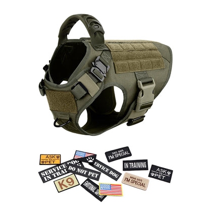 Tactical Large Dog Harness Set with Leash & Patches