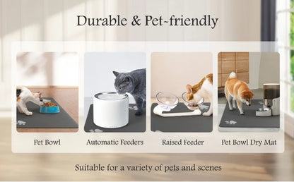 Paw Print Pet Food Mat – Non‑Slip, Water‑Absorbent, Wear‑Resistant Floor Mat for Dogs & Cats, Easy‑Clean Design