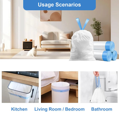 Self‑Cleaning Cat Litter Box Liners – Drawstring Poop Bags, 17×19" (45×50 cm), 4 Rolls, 60‑Count