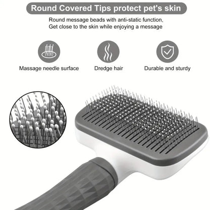 2‑in‑1 Pet Grooming & Deshedding Massage Brush
