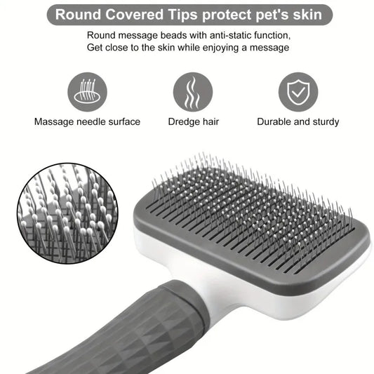2‑in‑1 Pet Grooming & Deshedding Massage Brush