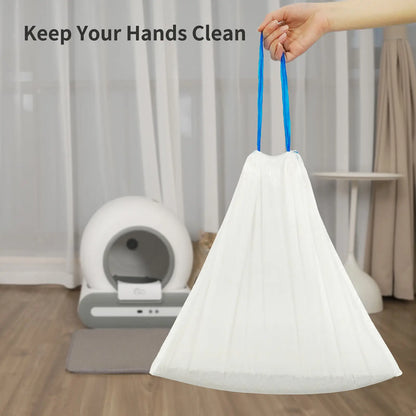 Self‑Cleaning Cat Litter Box Liners – Drawstring Poop Bags, 17×19" (45×50 cm), 4 Rolls, 60‑Count