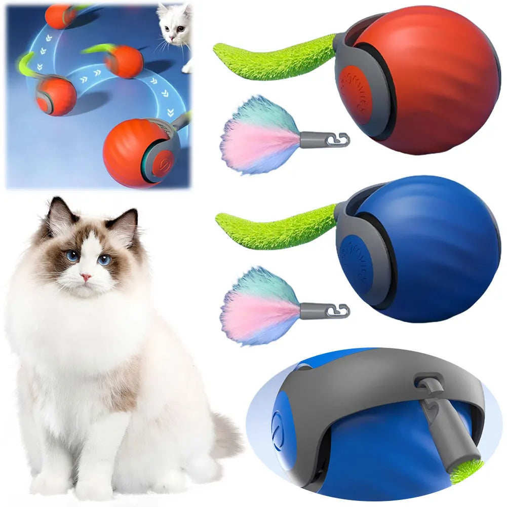 Automatic Moving Cat Toy Ball – USB‑Rechargeable Smart Interactive Ball with Speedy Tail for Active Indoor Cats
