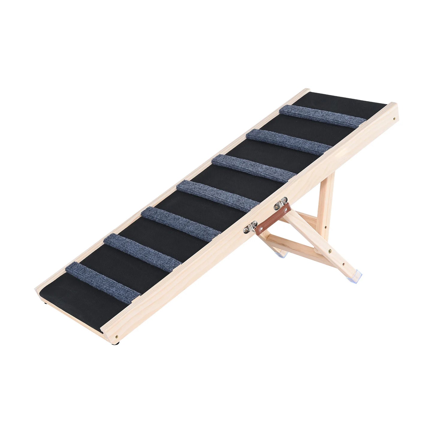 Adjustable Wooden Dog Ramp – Foldable, Nonslip Pet Ladder for Small & Senior Dogs to Reach Sofa, Bed, or Car