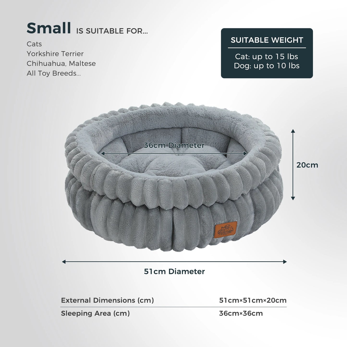 Cozy Washable Round Dog & Cat Bed with Non-Slip Base
