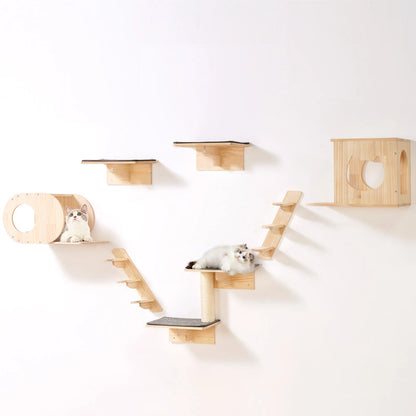 Wall‑Mounted Cat Shelves – Cat Wall Perches with Jumping Boards, Hammocks & Climbing Tree Furniture