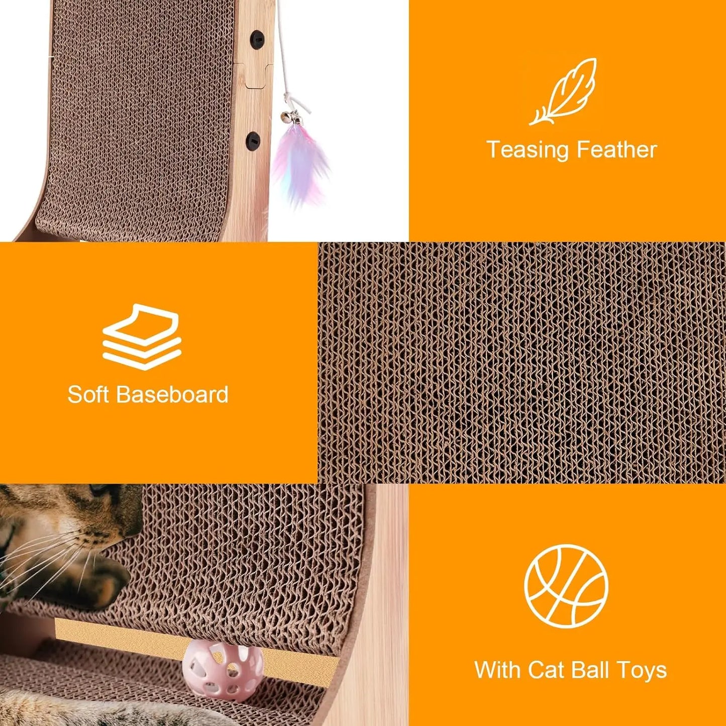 L‑Shaped Cat Scratcher – 23.6" Cardboard Scratch Pad for Indoor Cats, Furniture‑Protecting Design