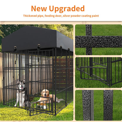 Heavy‑Duty Large Dog Kennel – Welded Metal Playpen with Roof Cover, Outdoor/Indoor Pet Run Enclosure & Secure Animal Cage