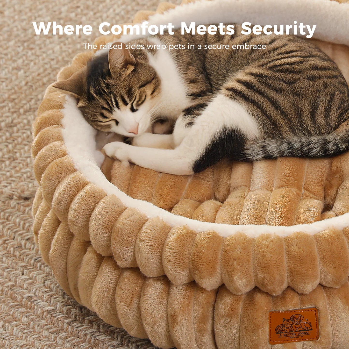 Cozy Washable Round Dog & Cat Bed with Non-Slip Base