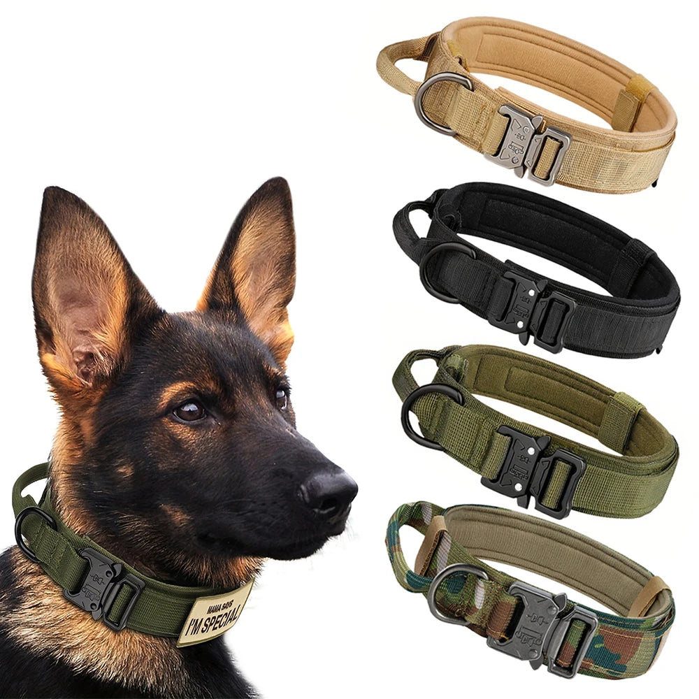 Tactical Nylon Dog Collar – Heavy‑Duty Training Collar with Metal Buckle for Medium & Large Dogs