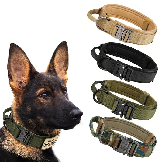 Tactical Nylon Dog Collar – Heavy‑Duty Training Collar with Metal Buckle for Medium & Large Dogs