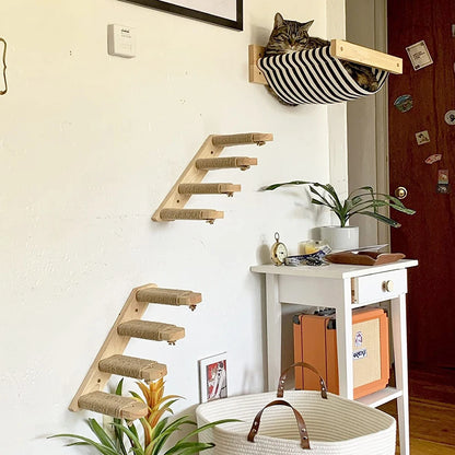 Cat Climbing Shelf Wall Mounted Four Step Stairway With Scratching Post