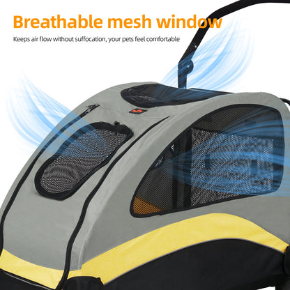 Portable 4‑Wheel Dog Stroller – Foldable Large Pet Travel Carriage with Breathable Carrier for Outdoor Use