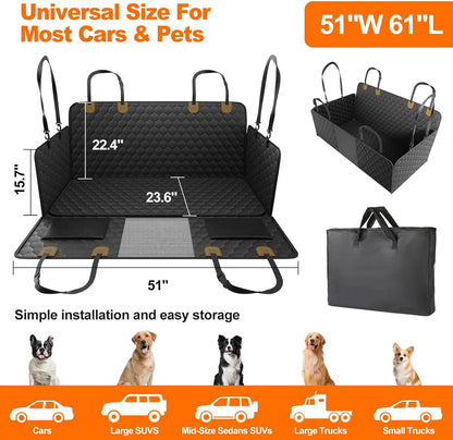 Foldable Waterproof Dog Car Seat – Nonslip Safety Hammock & Trunk Mat Back Seat Protector for Travel