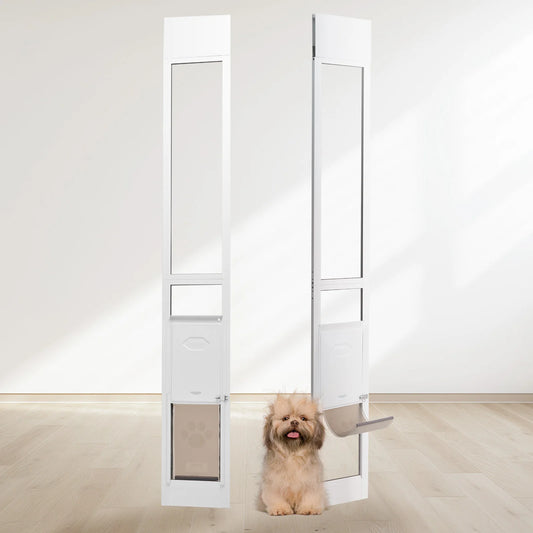 Sliding Glass Dog Door – Adjustable‑Height Pet Door with Aluminum Frame & Tempered Glass Panel for Dogs and Cats
