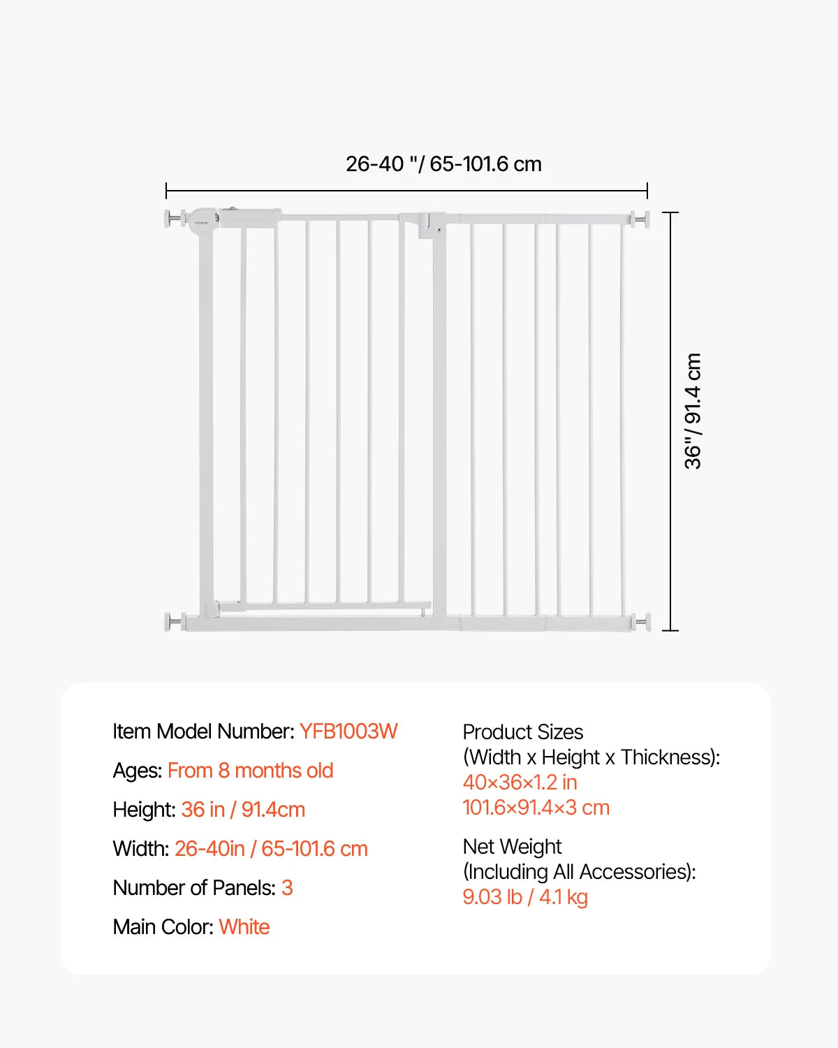 Tall Walk‑Through Safety Gate – 28/30/36" Pressure‑Mounted Pet & Child Gate with Easy‑Step Door and Wall Cups