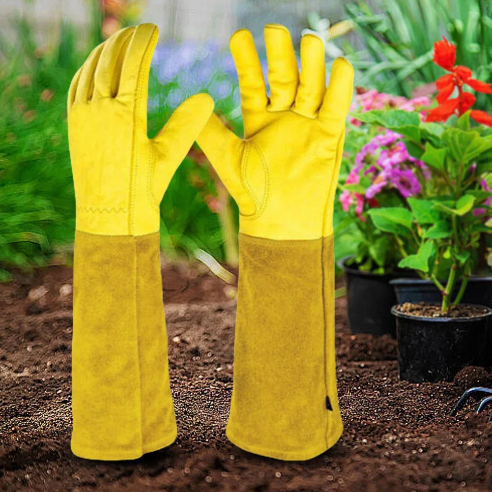 Thorn-Proof Leather Garden Gloves with Forearm Protection