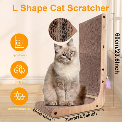 L‑Shaped Cat Scratcher – 23.6" Cardboard Scratch Pad for Indoor Cats, Furniture‑Protecting Design