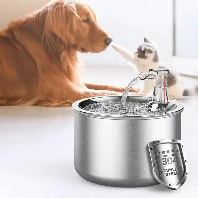 2L Stainless Steel Pet Water Fountain – Automatic Dispenser with Visible Water Level