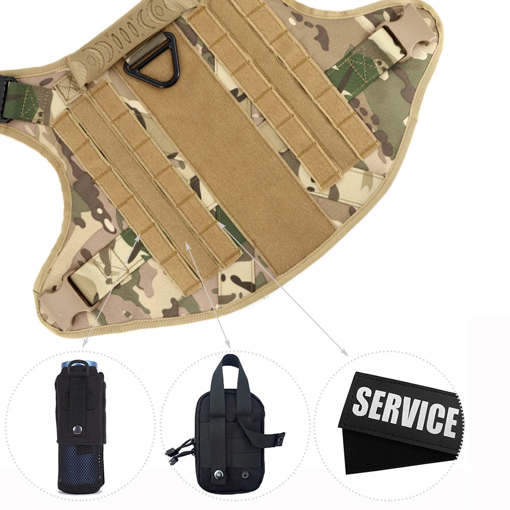 Tactical Large Dog Harness Set with Leash & Patches