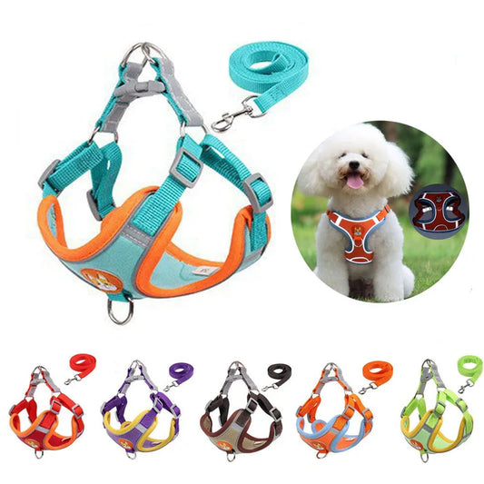 Adjustable Reflective Dog Harness & Leash Set