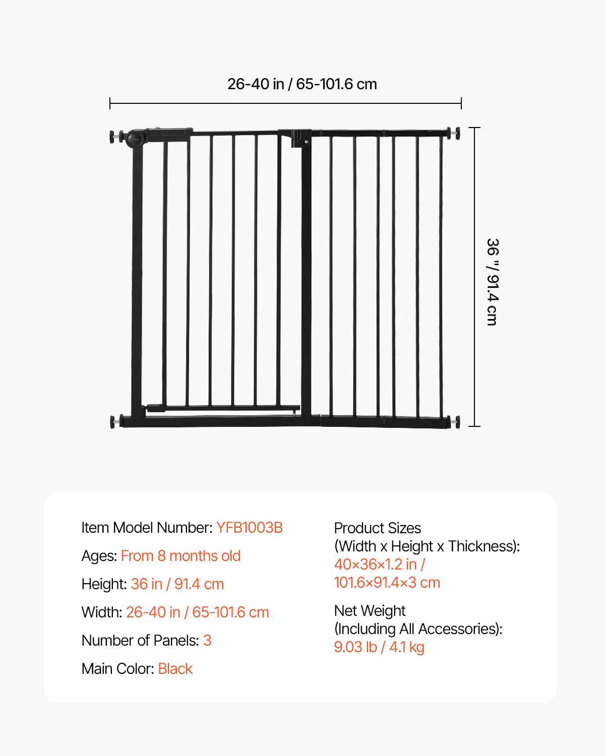 Tall Walk‑Through Safety Gate – 28/30/36" Pressure‑Mounted Pet & Child Gate with Easy‑Step Door and Wall Cups
