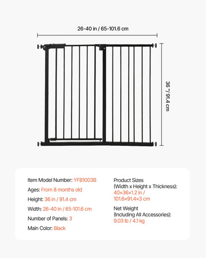Tall Walk‑Through Safety Gate – 28/30/36" Pressure‑Mounted Pet & Child Gate with Easy‑Step Door and Wall Cups