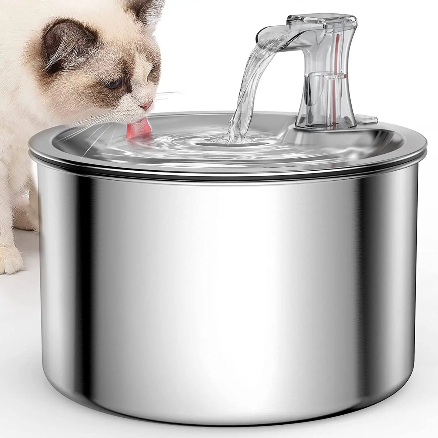 2L Stainless Steel Pet Water Fountain – Automatic Dispenser with Visible Water Level