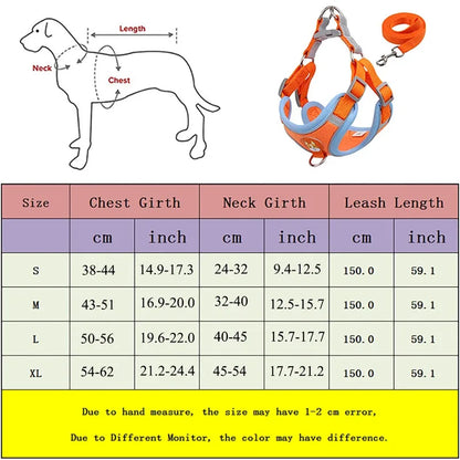 Adjustable Reflective Dog Harness & Leash Set