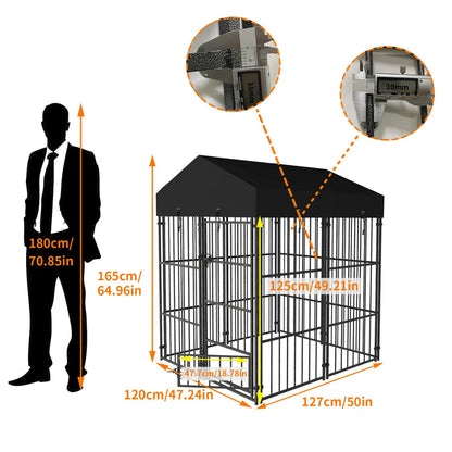 Heavy‑Duty Large Dog Kennel – Welded Metal Playpen with Roof Cover, Outdoor/Indoor Pet Run Enclosure & Secure Animal Cage