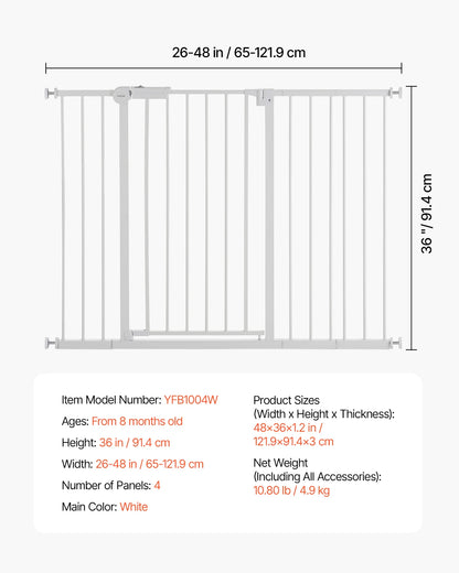 Tall Walk‑Through Safety Gate – 28/30/36" Pressure‑Mounted Pet & Child Gate with Easy‑Step Door and Wall Cups