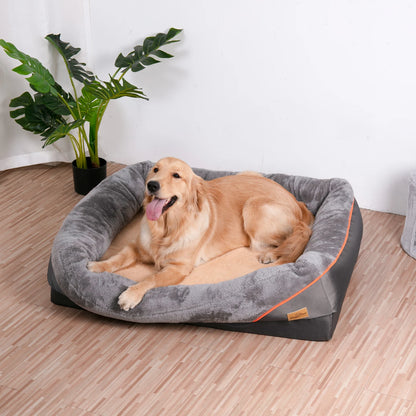 Orthopedic Dog Bed – Super Soft Foam Sleeping Mat with Cotton‑Padded Bolster & Removable Washable Cover (L/XL/2XL/3XL)