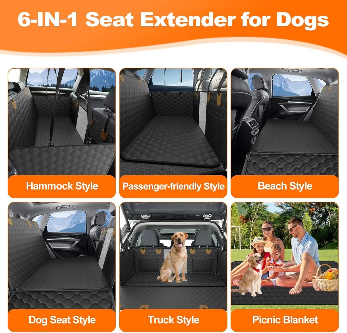 Foldable Waterproof Dog Car Seat – Nonslip Safety Hammock & Trunk Mat Back Seat Protector for Travel