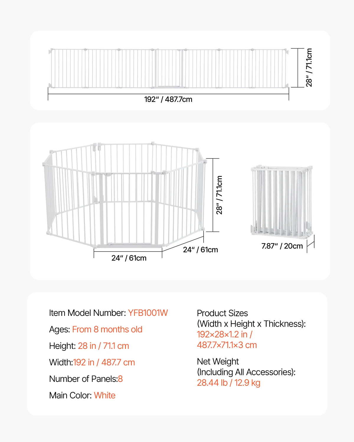 Tall Walk‑Through Safety Gate – 28/30/36" Pressure‑Mounted Pet & Child Gate with Easy‑Step Door and Wall Cups