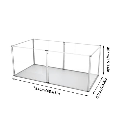 Large Clear Acrylic Dog Playpen – Indoor Puppy Enclosure with Waterproof Whelping Pad