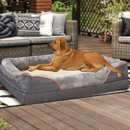 Orthopedic Dog Bed – Super Soft Foam Sleeping Mat with Cotton‑Padded Bolster & Removable Washable Cover (L/XL/2XL/3XL)